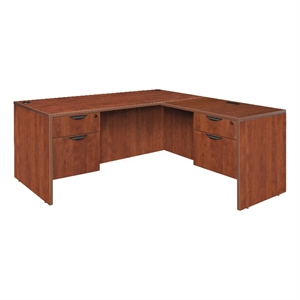 Legacy 66&quot Double Pedestal L-Desk with 35&quot Return- Cherry