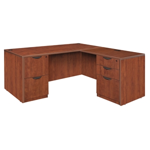 Legacy 60&quot Double Full Pedestal L-Desk with 35&quot Return- Cherry