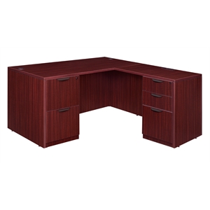 Legacy 71&quot Double Full Pedestal L-Desk with 35&quot Return- Mahogany