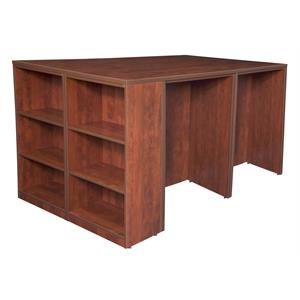 legacy st& up 2 desk/ storage cabinet/ lateral file quad w/ bookcase end- cherry