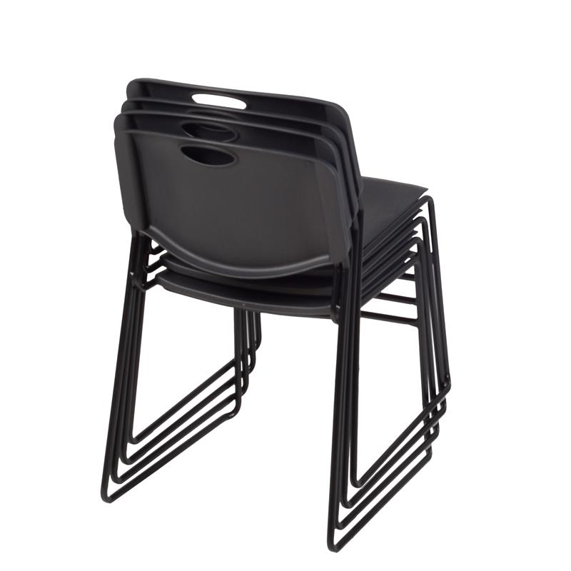 Zeng Stack Plastic Chair (4 pack) in Black