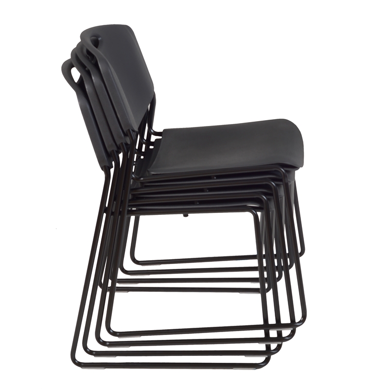 Zeng Stack Plastic Chair (4 pack) in Black
