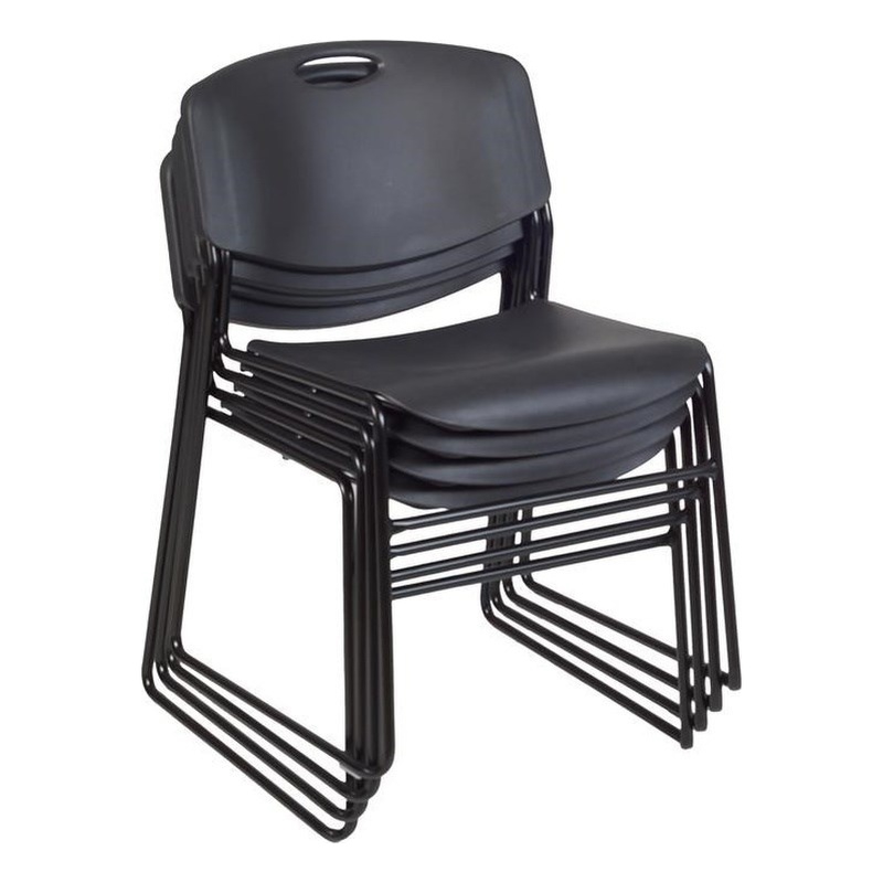 Zeng Stack Plastic Chair (4 pack) in Black