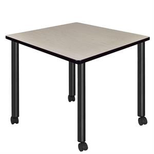 Kee 42&quot Square Mobile Breakroom Table in Maple/ Black
