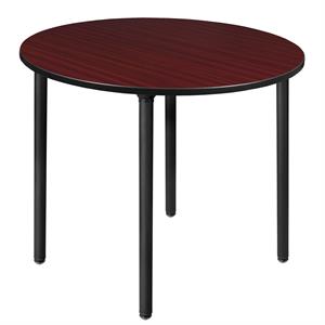 Kee 48&quot Round Folding Breakroom Wood Table- Mahogany/ Black