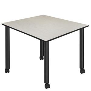Kee 48&quot Square Mobile Breakroom Table in Maple/ Black