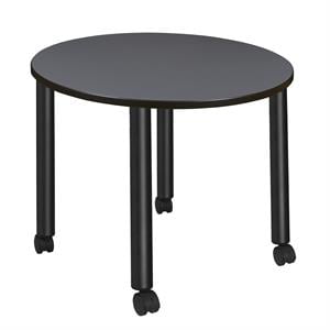 Kee 42&quot Round Mobile Breakroom Table in Grey/ Black