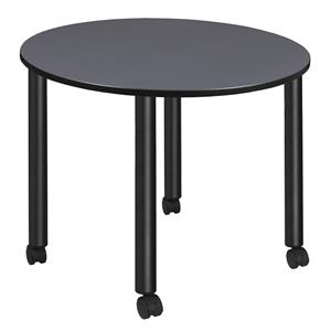 Kee 48&quot Round Mobile Breakroom Table in Grey/ Black
