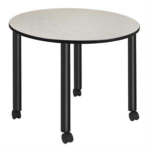 Kee 48&quot Round Mobile Breakroom Table in Maple/ Black