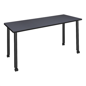 60&quot x 24&quot Kee Mobile Training Wood Table- Grey/ Black