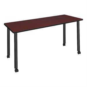 72&quot x 24&quot Kee Mobile Training Wood Table- Mahogany/ Black