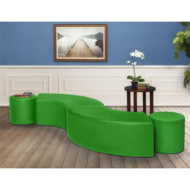 Logan Round Vinyl Ottoman (Set of 2)- Envy Green