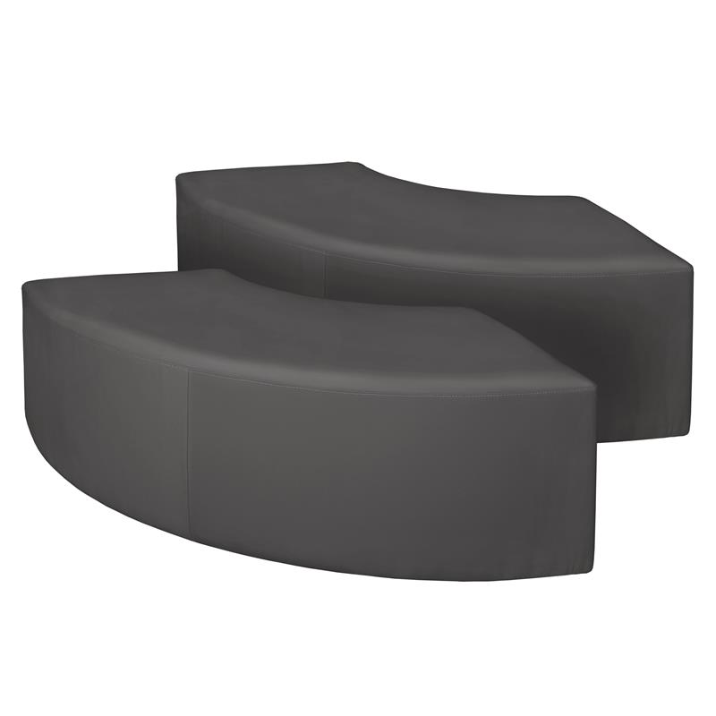 Aurora Curved Vinyl Ottoman (Set of 2)- Grey
