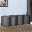 Logan Round Vinyl Ottoman (Set of 4)- Grey