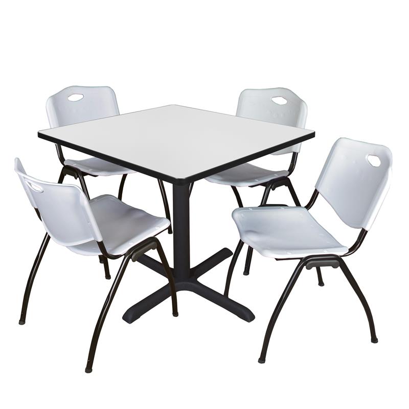 Regency Cain Square Breakroom Table with 4 Stackable Restaurant Chairs 