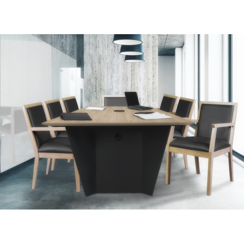 Regent WallGuard Guest & Reception Waiting Room Wood Side Chair - Noble Oak / Black Vinyl