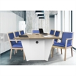 Regent WallGuard Guest & Reception Waiting Room Wood Side Chair - Noble Oak / Navy Blue Vinyl