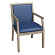 Regent WallGuard Guest & Reception Waiting Room Wood Side Chair - Noble Oak / Navy Blue Vinyl