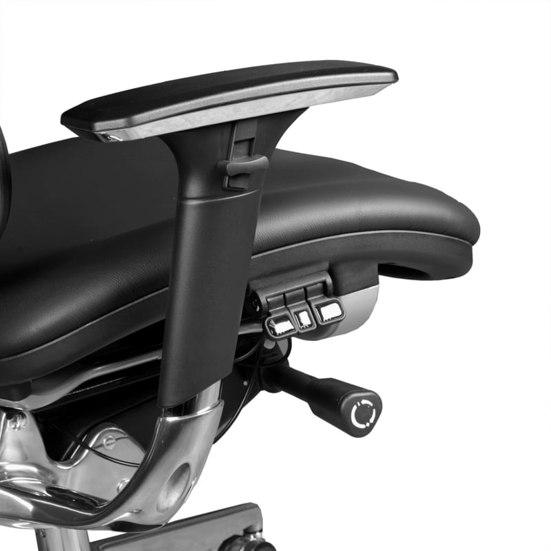 Omega Ergonomic Leather Executive Office Chair with Headrest/Adjustable Lumbar Support - Black