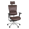 Omega Ergonomic Leather Executive Office Chair with Headrest/Adjustable Lumbar Support - Chocolate