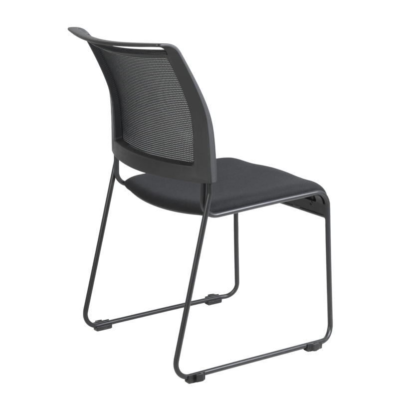 Regency Maxx Mesh and Fabric Seat Stacking Office Chairs - 12 Pack - Black