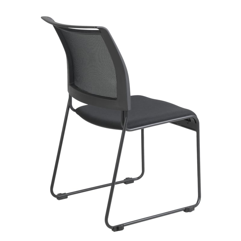 Regency Maxx Mesh and Fabric Seat Stacking Office Chairs -  6 Pack - Black