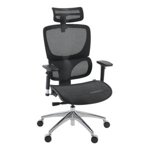 Omega Mesh O-2 Tech Ergonomic Office Chair w/ Headrest/Lumbar Support - Black