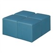 Jean Square Vinyl Ottoman (Set of 4)- Peacock Teal