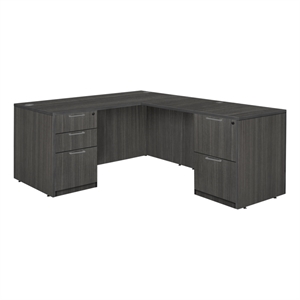 Regency Legacy 60 x 77&quot L Desk with Double Full Pedestal Drawer Unit- Ash Grey