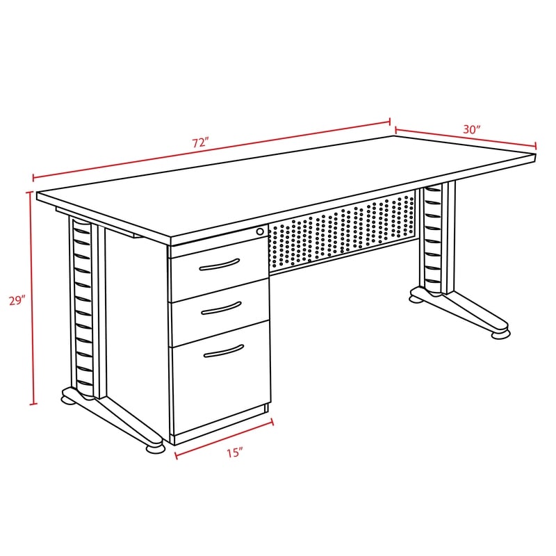 Regency Fusion 72 x 30 Teachers Desk with Single Pedestal Drawer Unit- Noble Oak