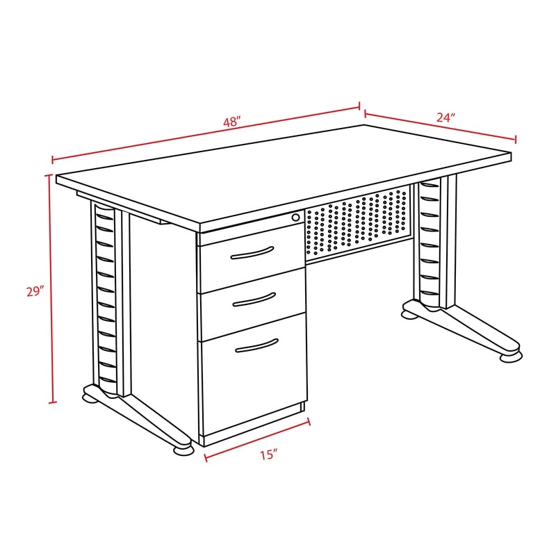 Regency Fusion 48 x 24 Teachers Desk with Single Pedestal Drawer Unit- Noble Oak