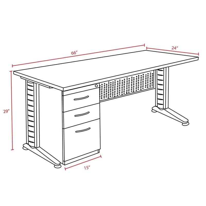 Regency Fusion 66 x 24 Teachers Desk with Single Pedestal Drawer Unit- Noble Oak