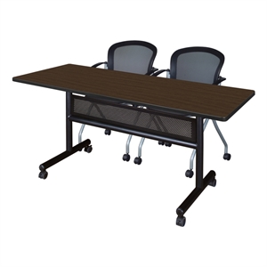 Regency Kobe 60 x 24&quot Flip-Top Nesting Table-Neo Walnut/2 Cadence Nesting Chairs