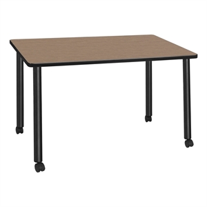 Regency Kee 48 x 24&quot Mobile Training Seminar Table- Noble Oak Top/Black Legs