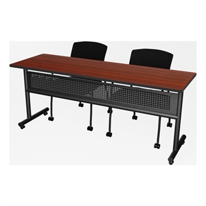 Regency Kobe 72 x 24&quot Flip-Top  Nesting Table - Mahogany/2 Knight Mesh Chairs