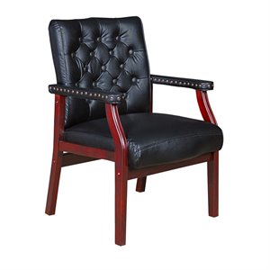 regency traditional button tufted ivy league side guest chair in black