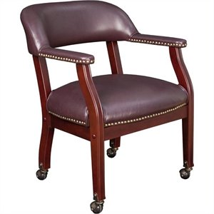 regency ivy league captain guest chair with casters in burgundy