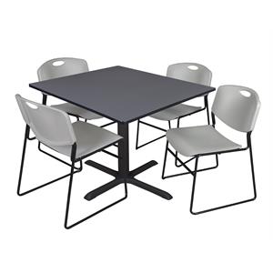 Regency Cain 48&quot Gray Breakroom Table with Zeng Chairs in Gray