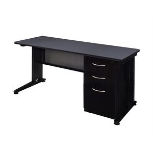 Regency Fusion 66&quot x 24&quot Single Pedestal Desk in Gray