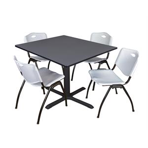 Regency Cain 48&quot Gray Breakroom Table with &quotM&quot Chairs in Gray