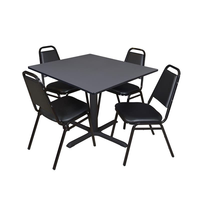 Regency Cain 48 inch Gray Breakroom Table with Chairs in Black