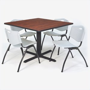 Regency Cain 48&quot Cherry Breakroom Table with &quotM&quot Chairs in Gray