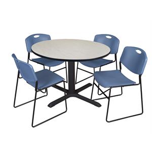 Regency Cain 48&quot Maple Breakroom Table with Zeng Chairs in Blue