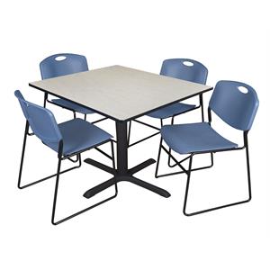 Regency Cain 48&quot Maple Breakroom Table with Zeng Chairs in Blue