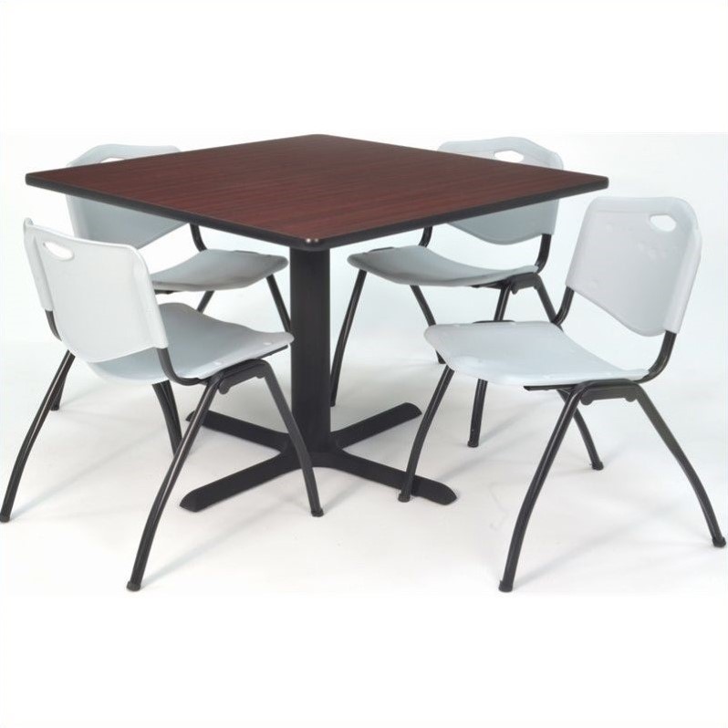 Regency Cain Square Breakroom Table with 4 Stackable Restaurant Chairs 