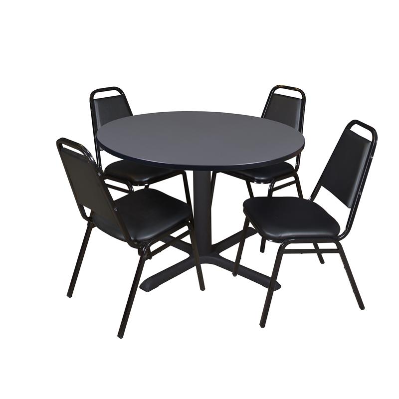 Regency Cain 48 inch Gray Breakroom Table with Chairs in Black