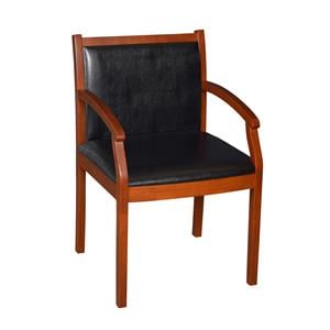 regency vinyl regent vinyl side guest chair in cherry wood and black