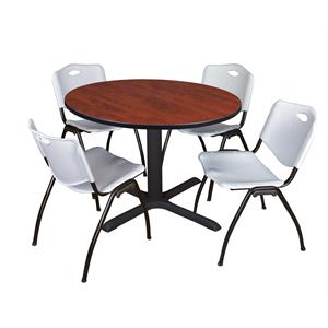 Regency Cain 48&quot Cherry Breakroom Table with &quotM&quot Chairs in Gray