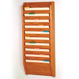 Wooden Mallet 10 Pocket Legal Size Wall File Holder in Medium Oak