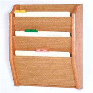 Wooden Mallet 3 Pocket Legal Size Wall File Holder in Light Oak